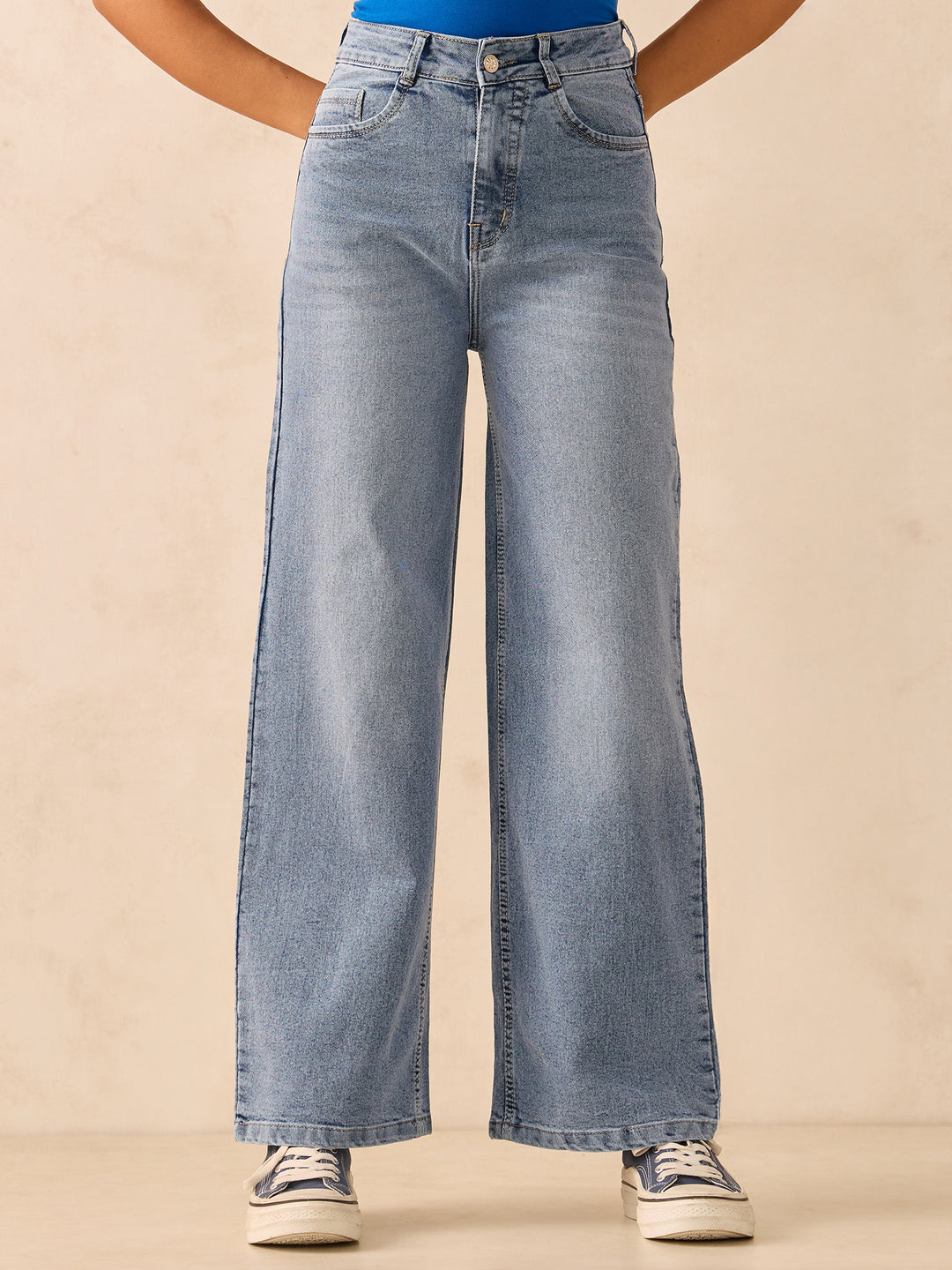 Light Blue Flared High-Rise Jeans