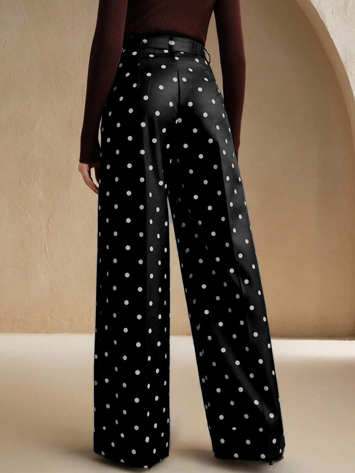 Black High Waist Polka Printed Pant
