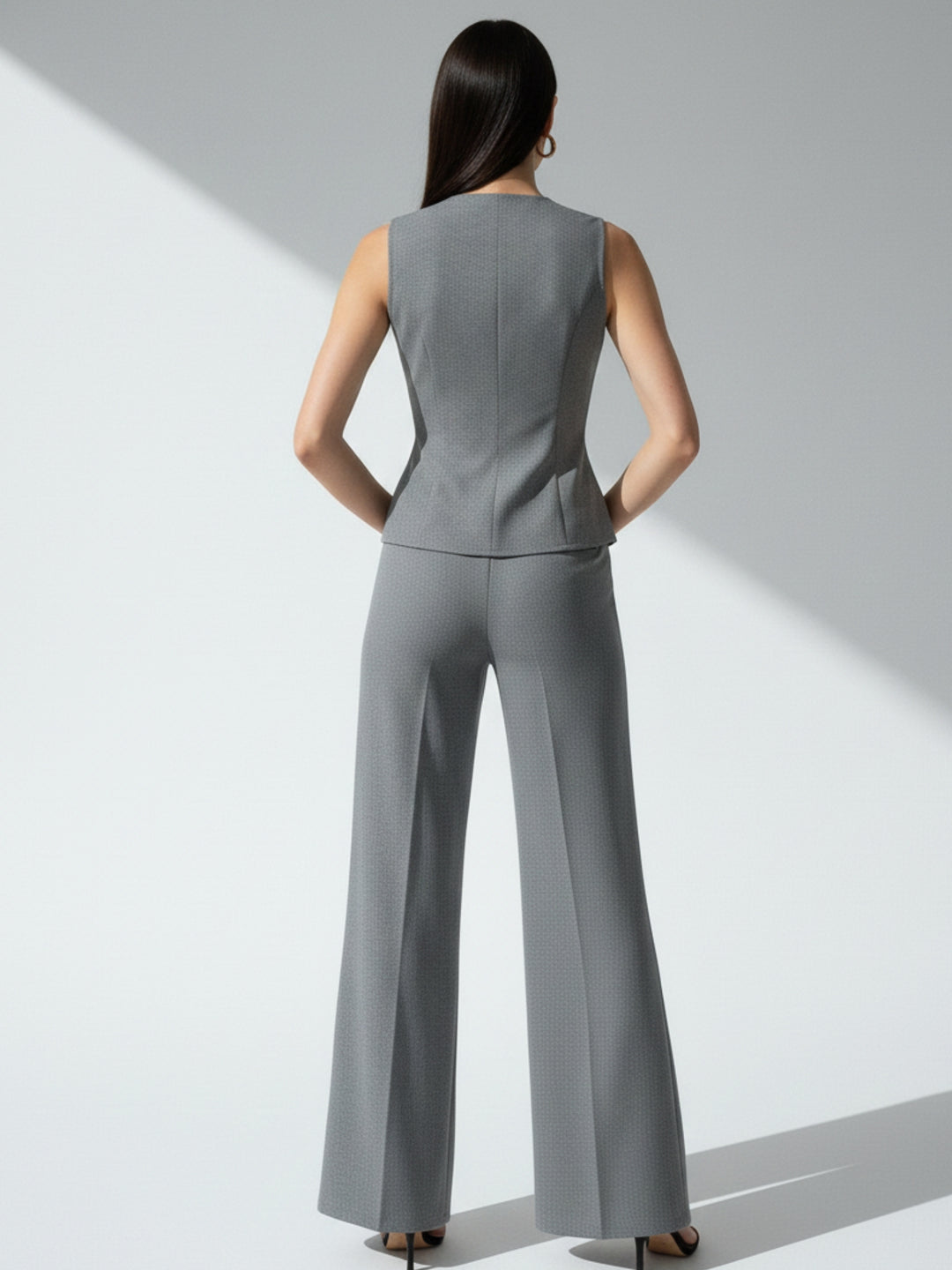 Grey Sleeve Vest And Pant Set