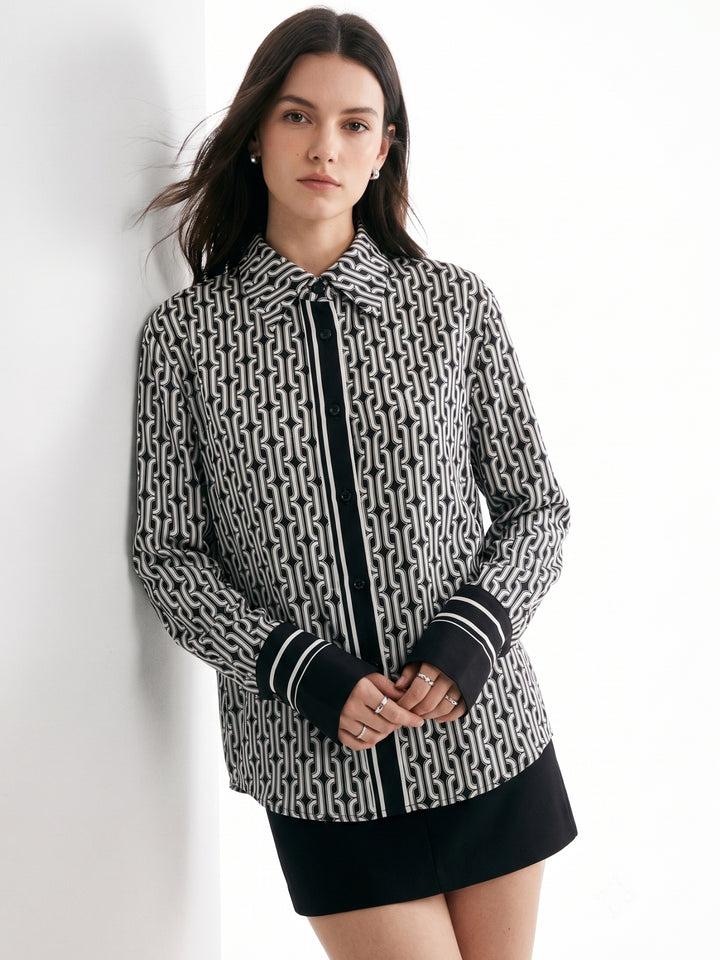 Multi Geometric Printed Button Down Shirt