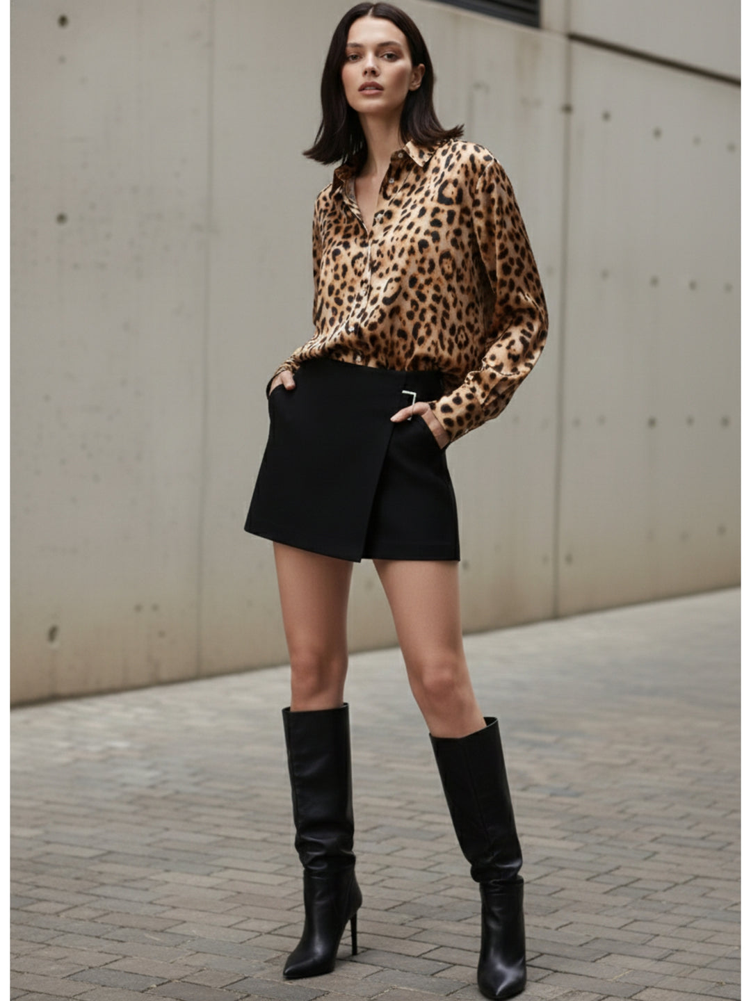 Brown Printed Satin Shirt