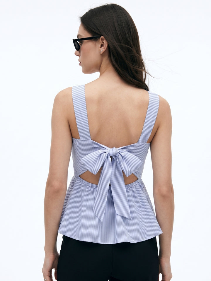 Blue Sleeveless Waist Fitted Top
