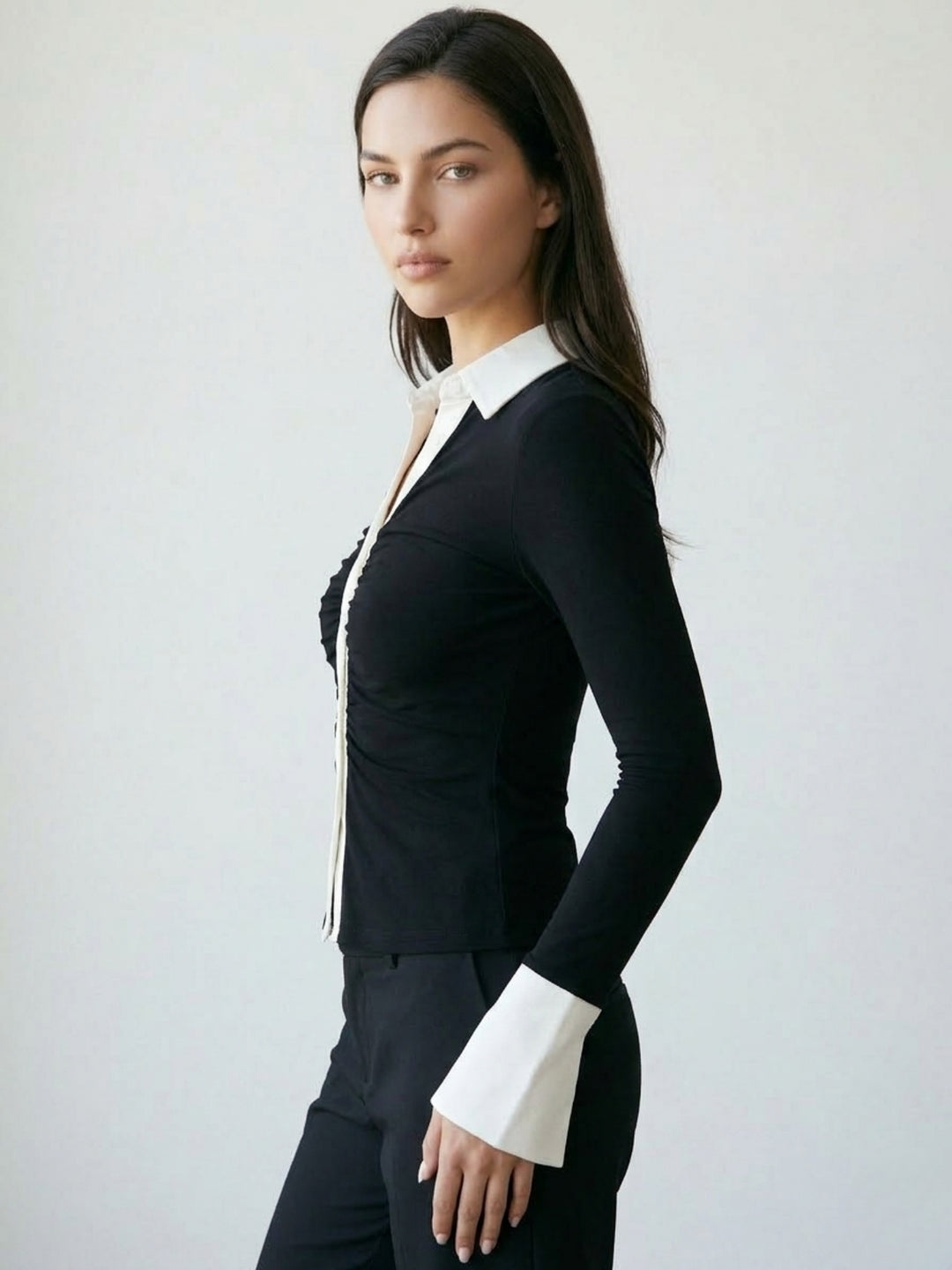 Black Contrast Detailing Top