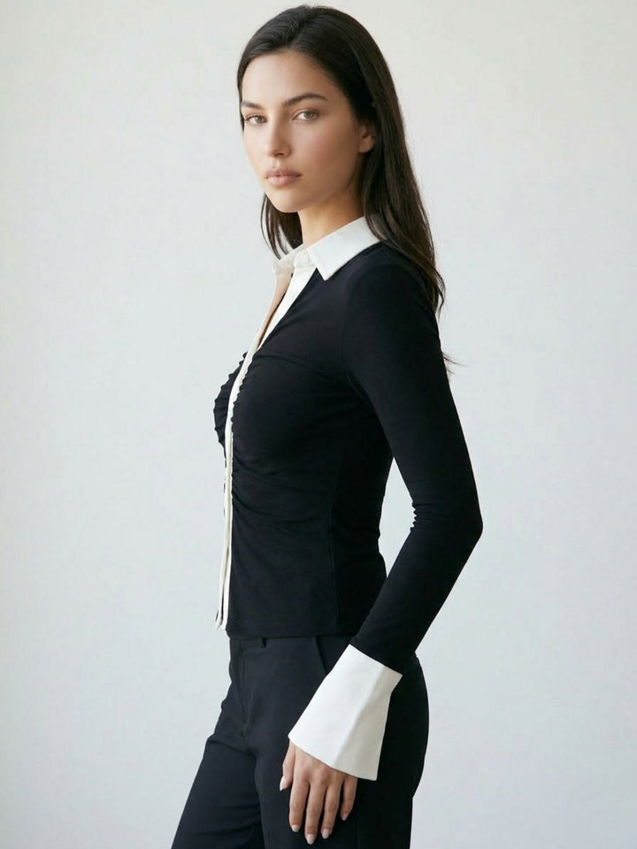 Black Contrast Detailing Top