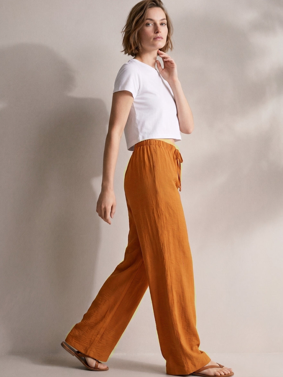 Mustard Low Waist Wide Leg Trousers