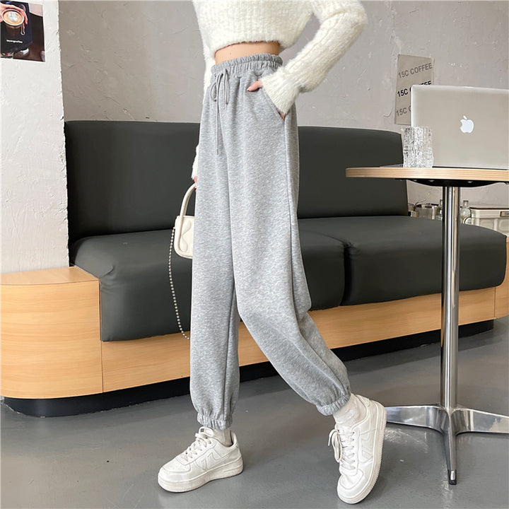 Grey Solid High Waist Jogger