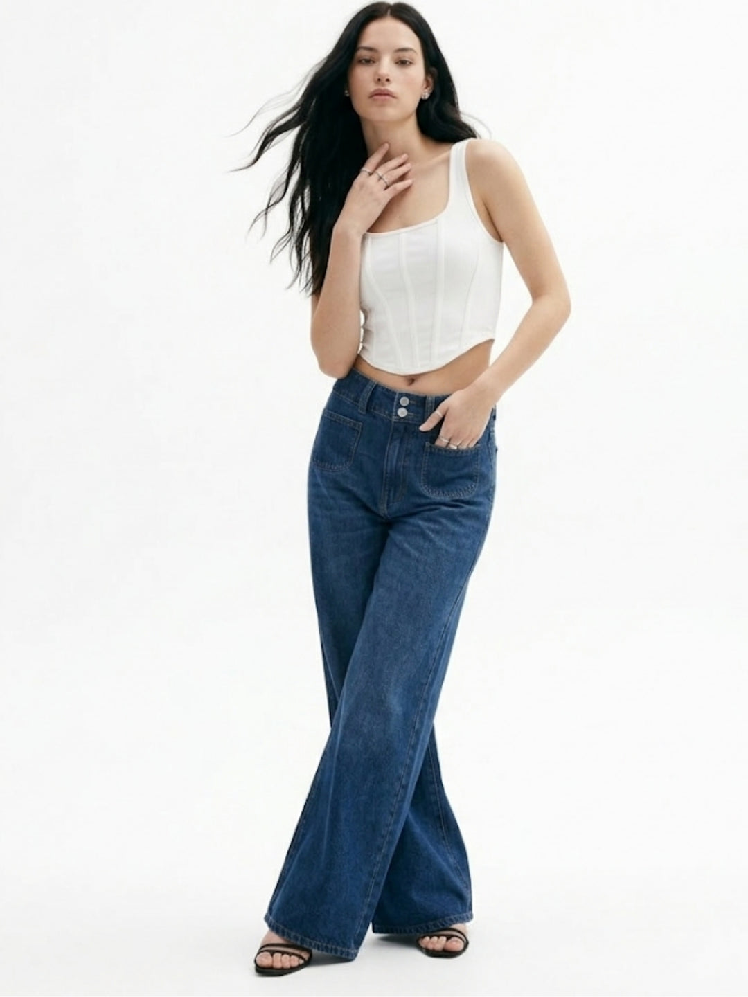 Blue High Waist Wide Leg Jeans