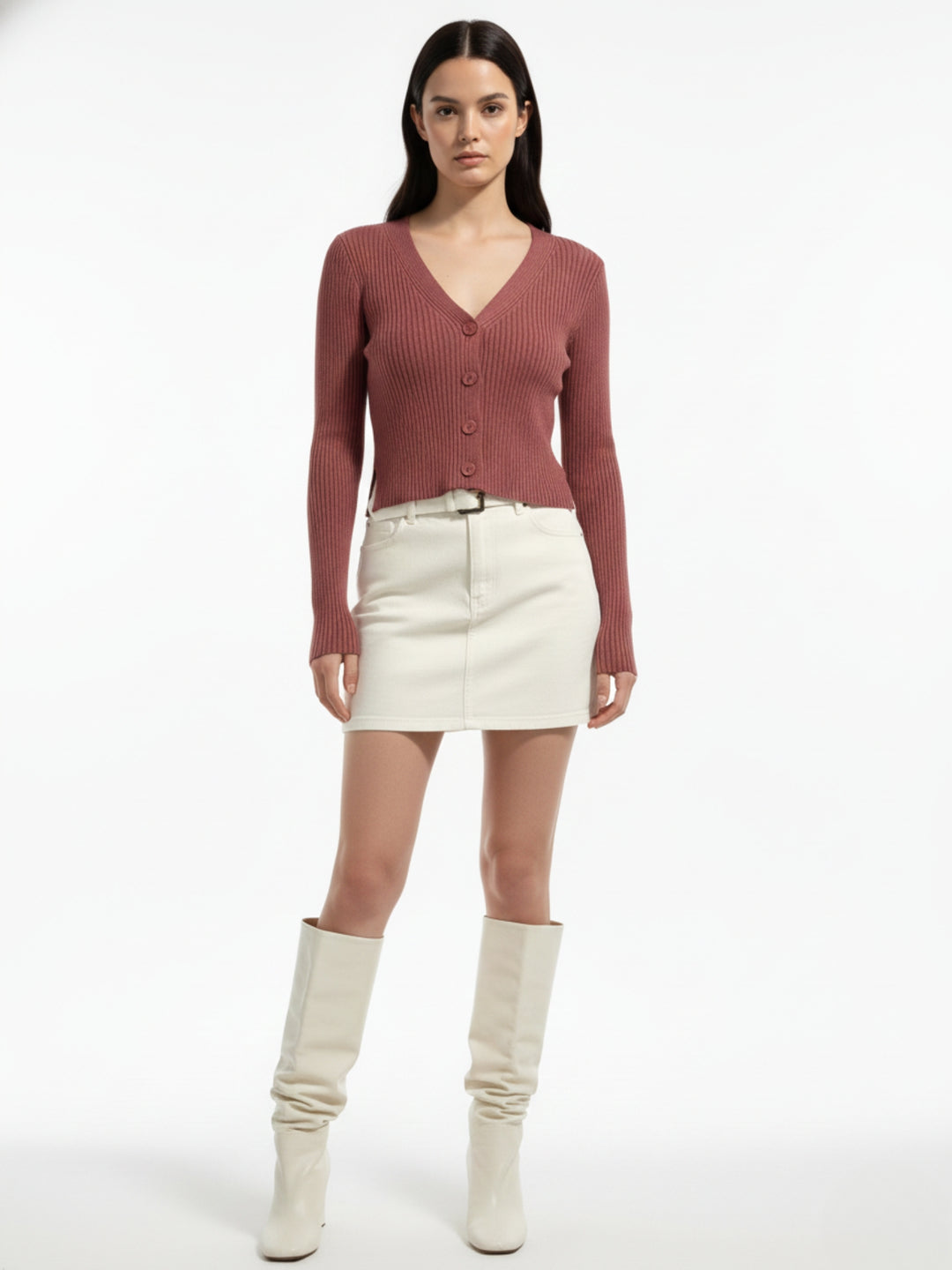 Maroon Full Sleeve Buttoned Cardigan