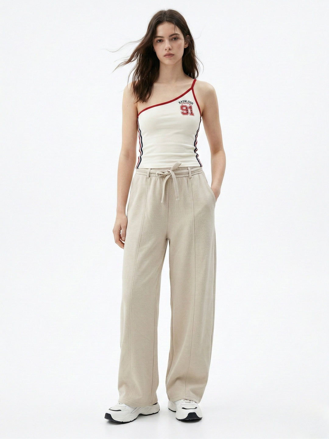 Beige High Waist Baggy Pant
