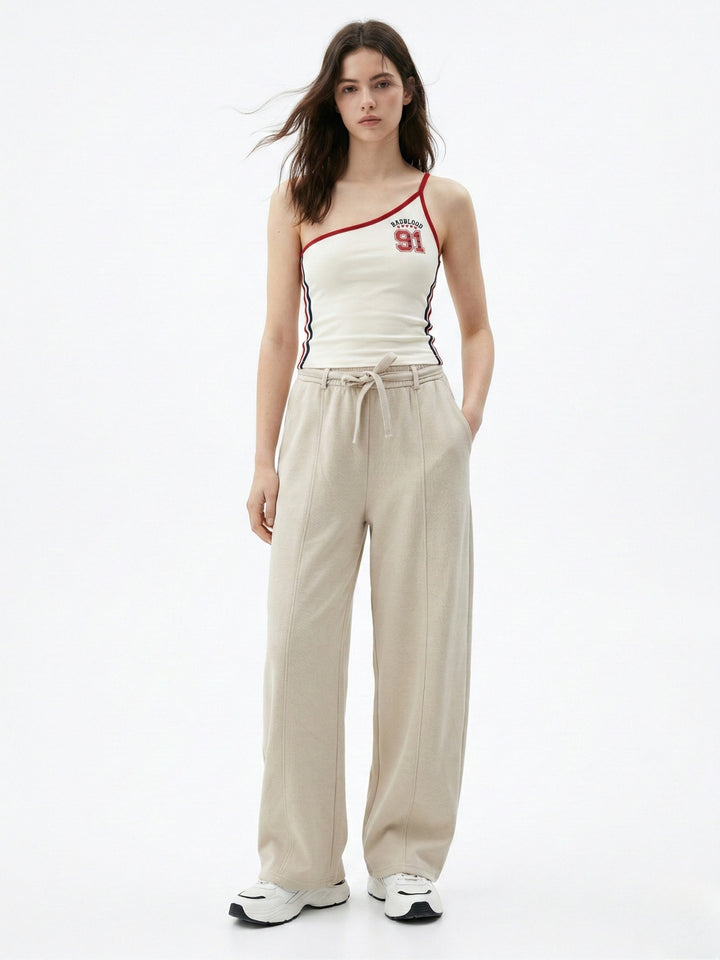 Beige High Waist Baggy Pant