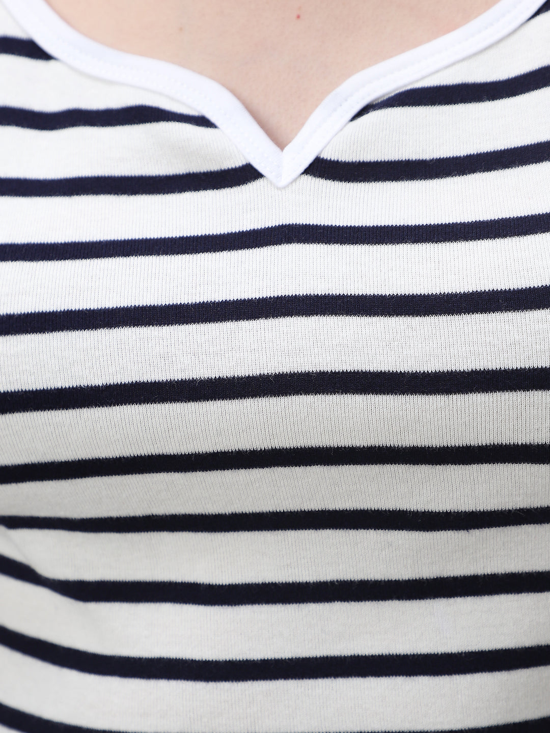 Navy Blue Striped Ribbed Tank