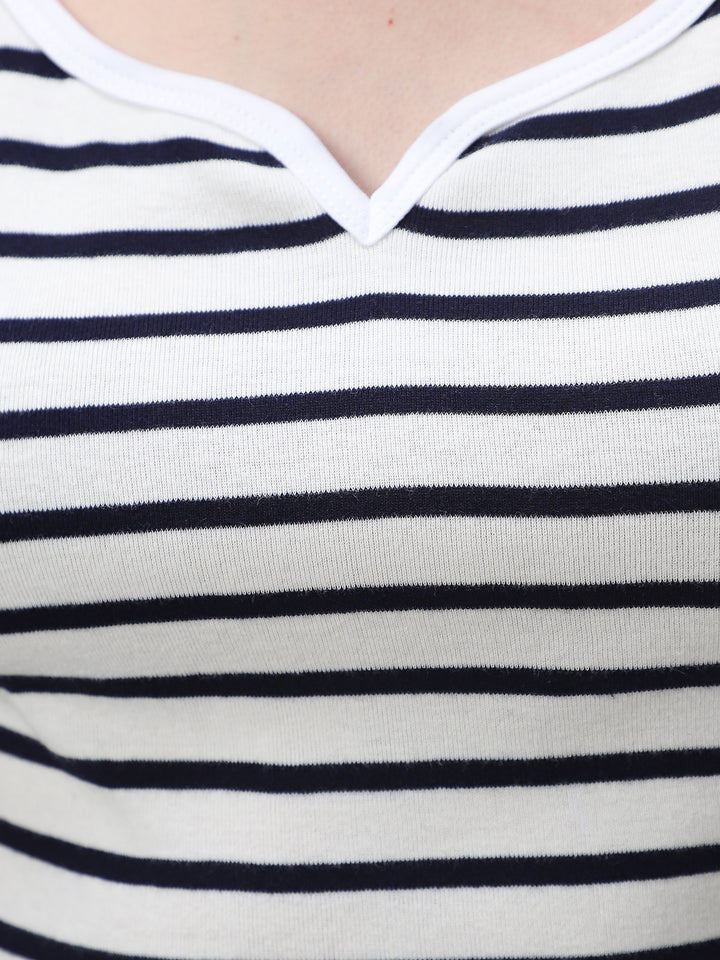 Navy Blue Striped Ribbed Tank
