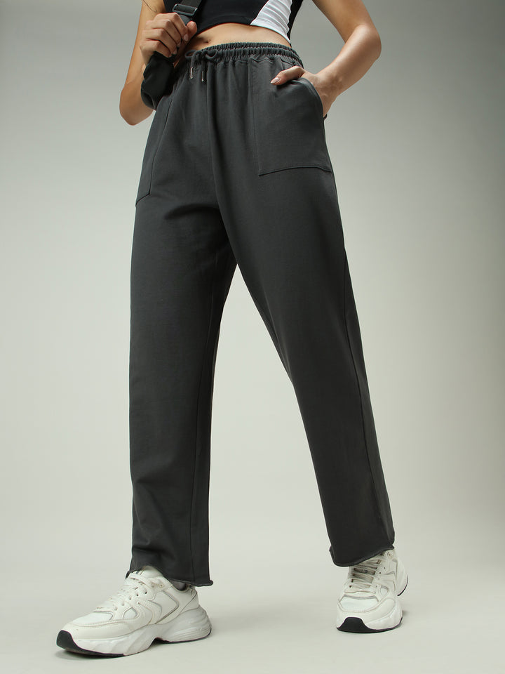 Grey Patch Pocket Wide Leg Sweatpants