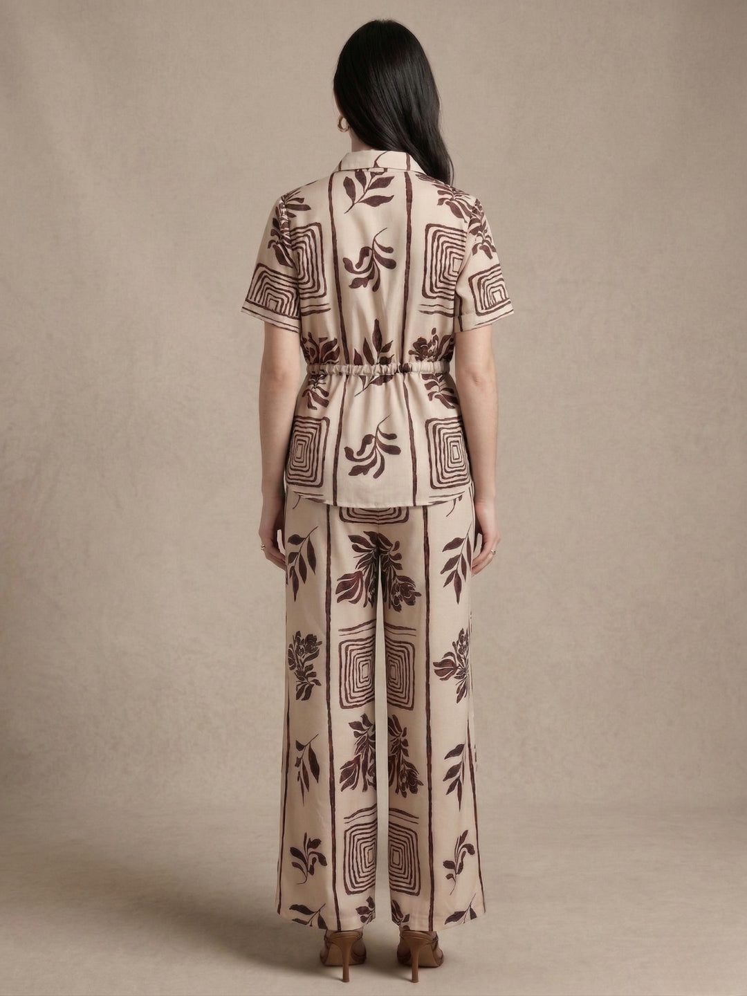 Off White Printed Short Sleeve Casual Co-Ord Set