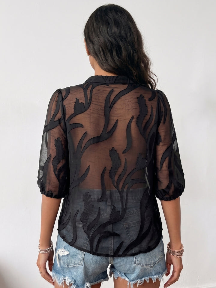 Black Sheer Textured Top