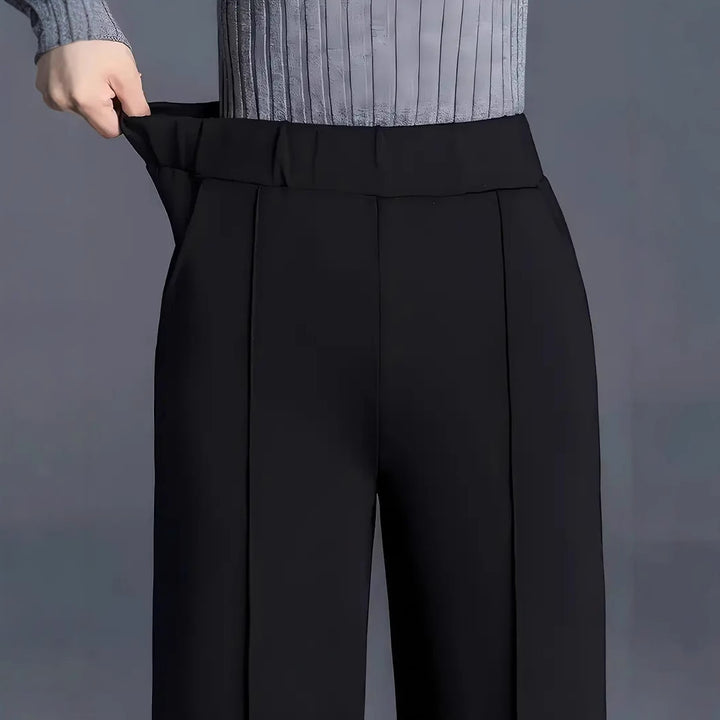Black Solid Wide Leg Pant