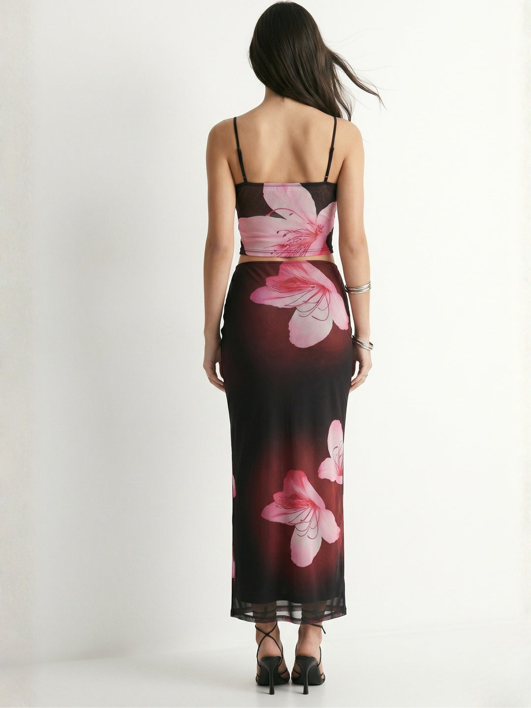 Pink Floral Print Slip Co-Ords