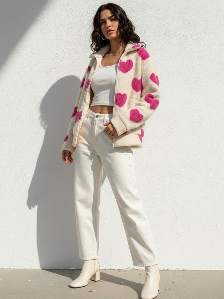 Pink Full Sleeve Printed Jacket