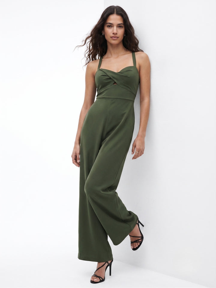 Olive Sweetheart Neckline Jumpsuit