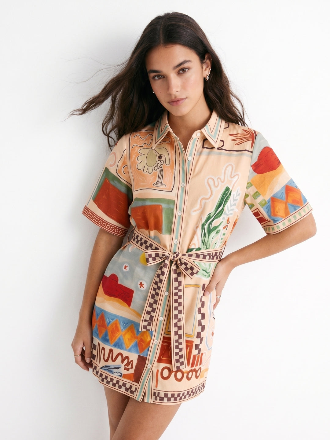 Multi Waist Tie-Up Printed Dress