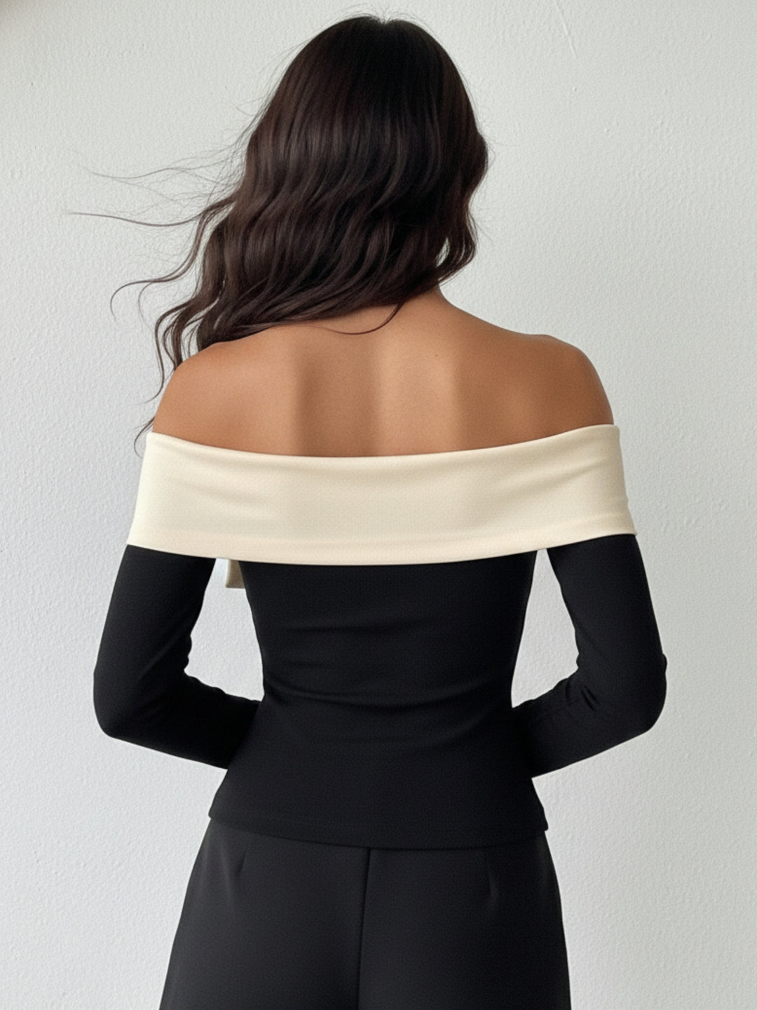 Black Off Shoulder Bow Detail Top