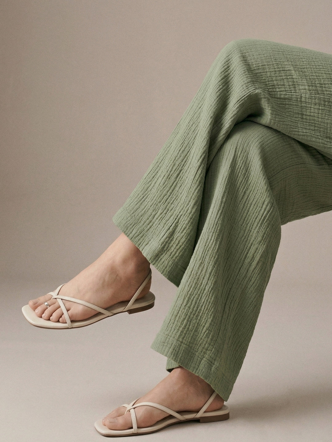 Olive High Waist Wide Leg Trousers