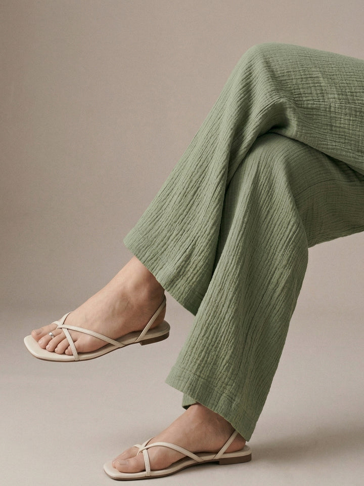 Olive High Waist Wide Leg Trousers
