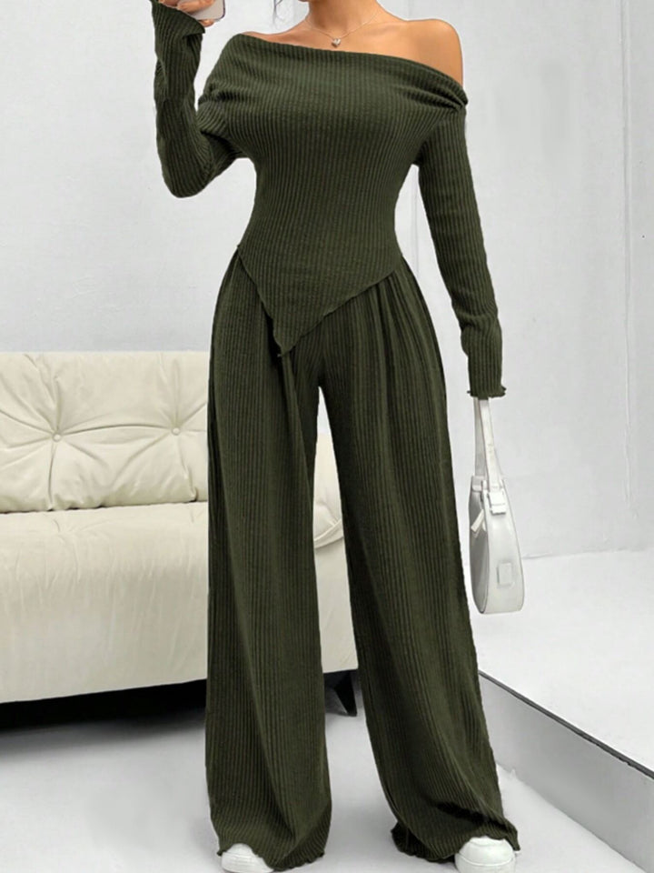 Green Top And Pant Co-Ord Set