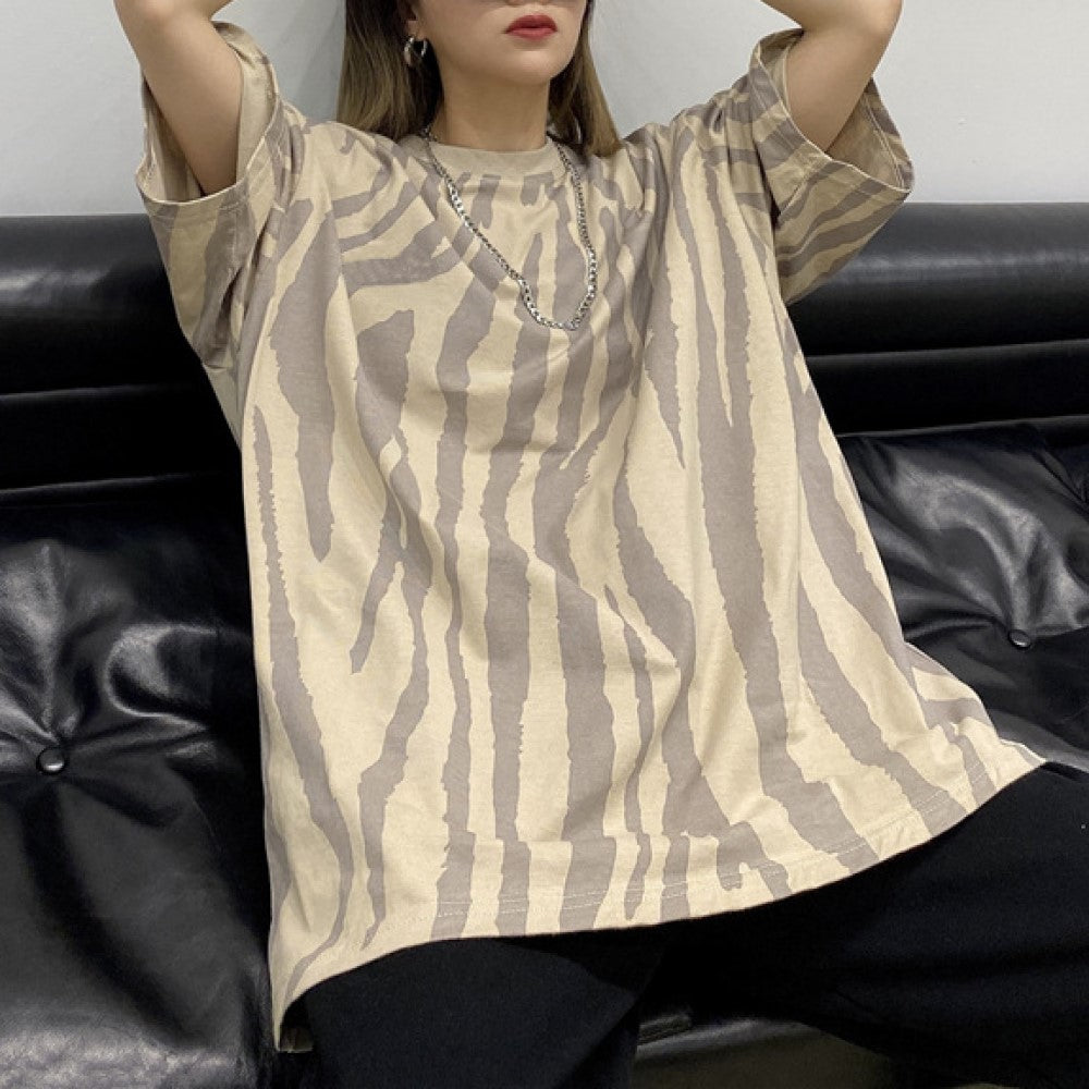Khaki Animal Print Oversized T-Shirt