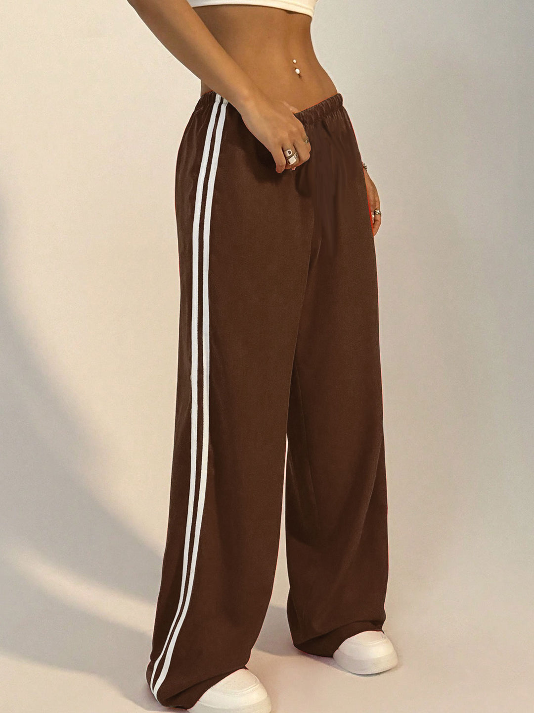 Brown Varsity Side Stripe Sweatpants