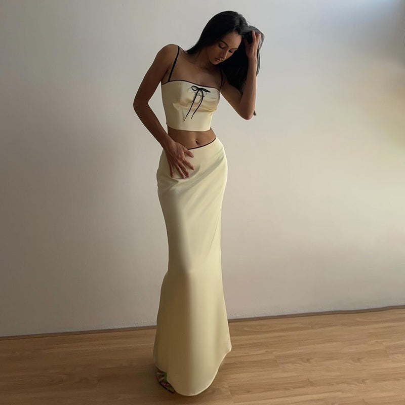 Off White Cami Top With Fitted Skirt Co-Ord Set