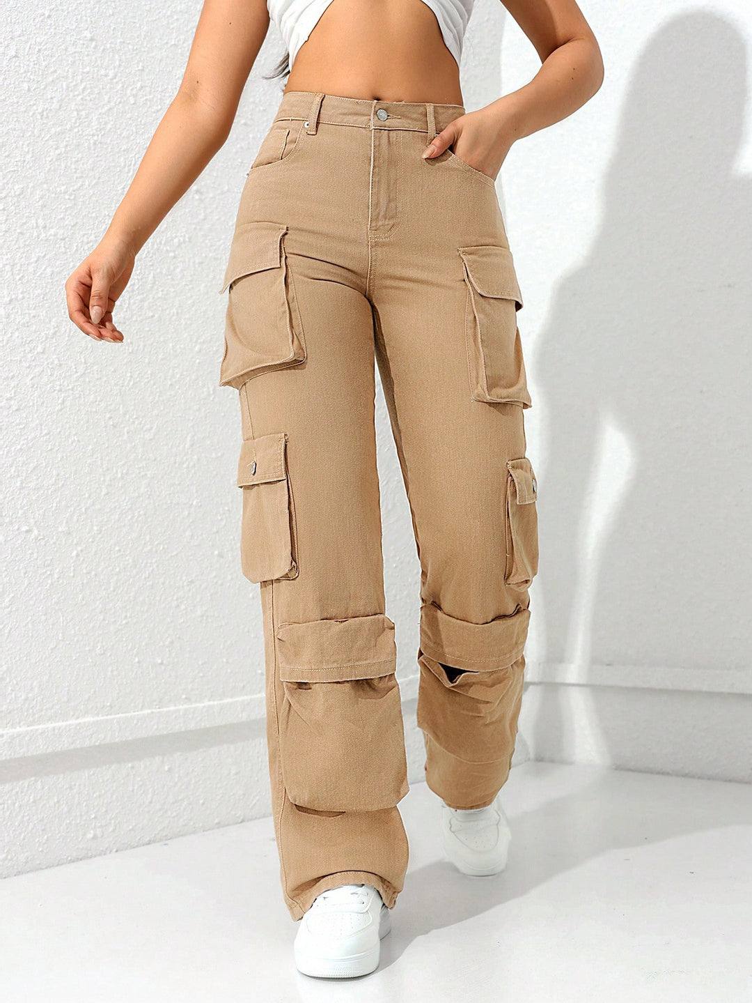 Beige Coloured Utilitarian Denims