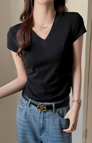 Black V-Neck Relaxed Fit T-Shirt