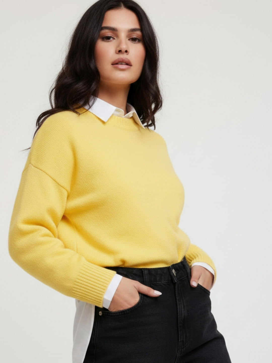 Yellow Full Sleeve Round Neck Sweatshirt