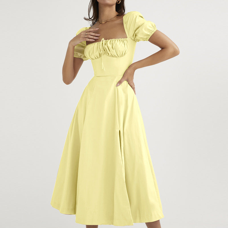Yellow High Slit Maxi Dress