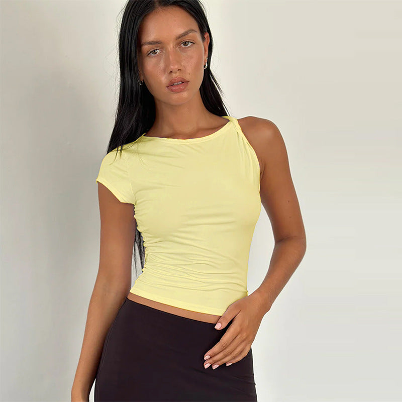Yellow Twisted Sleeve Top