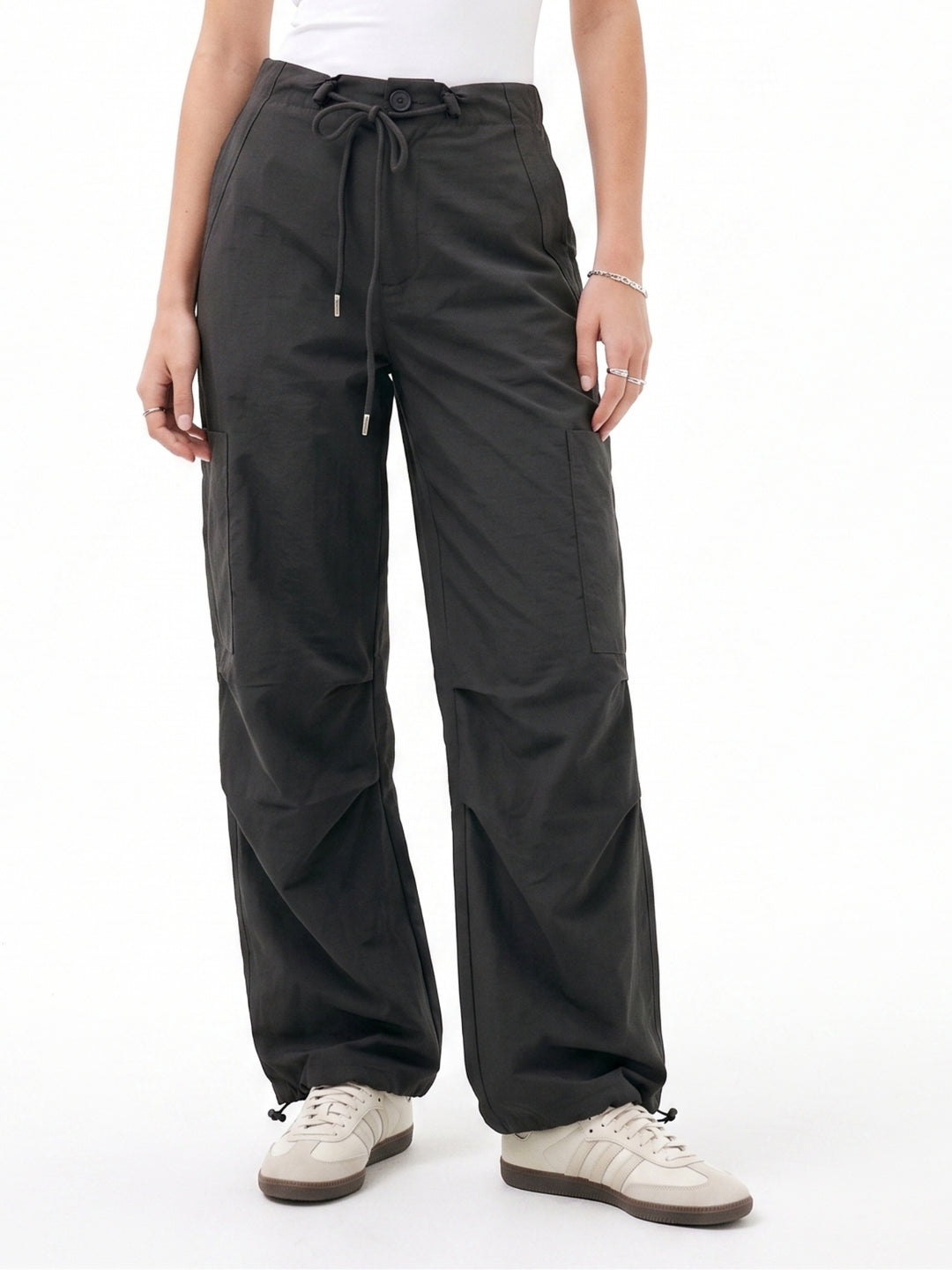 Grey High Waist Parachutes Pant