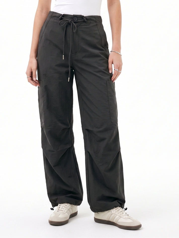 Grey High Waist Parachutes Pant