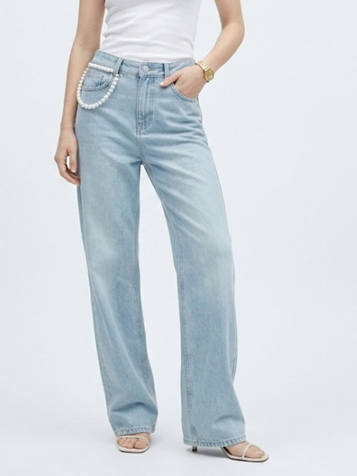 Blue Bow Embroidered Denim
