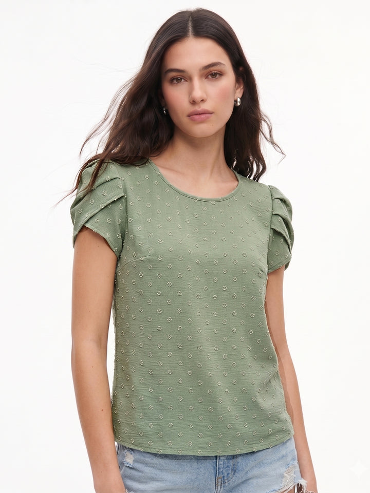 Green Petal Sleeve Top