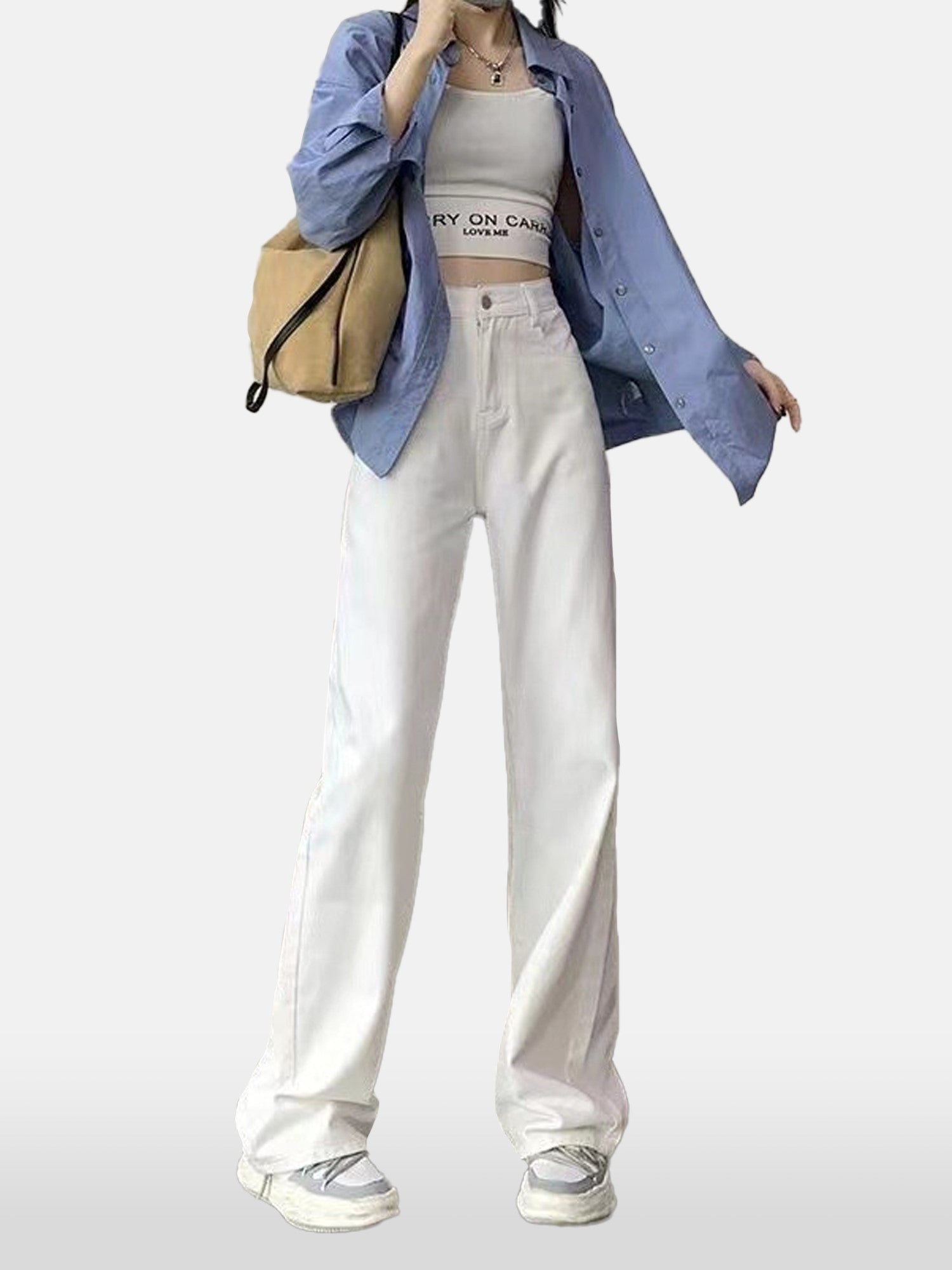 Light White Washed Basic Straight Fit