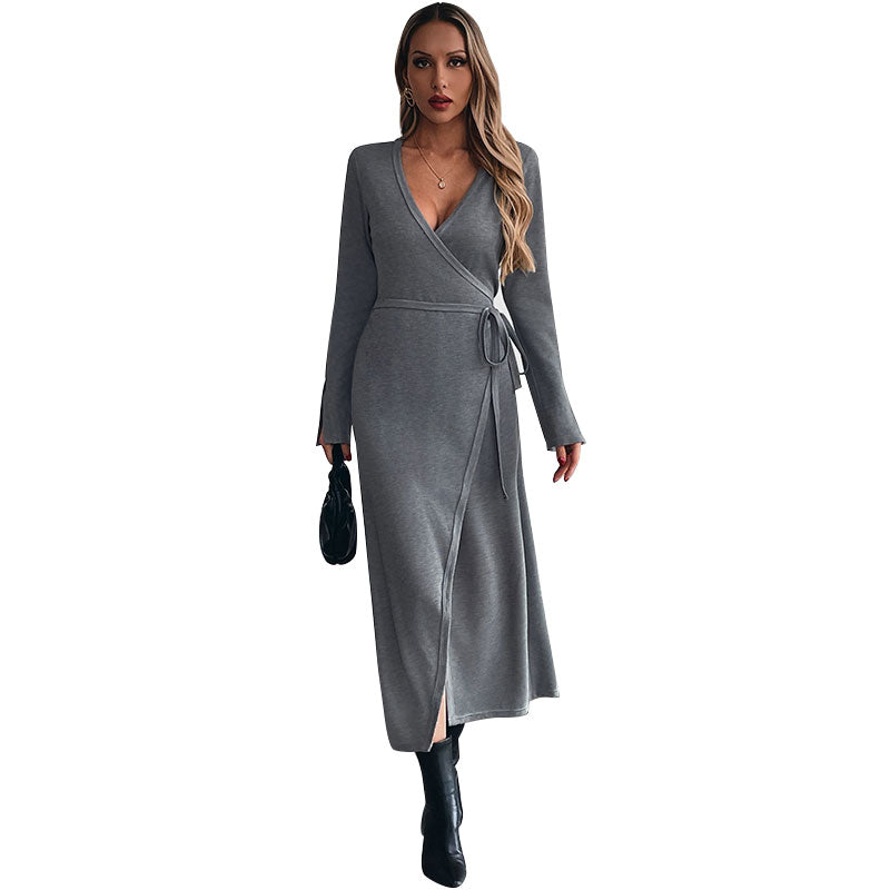 Grey Wrap Dress