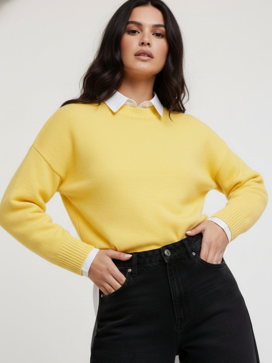 Yellow Full Sleeve Round Neck Sweatshirt