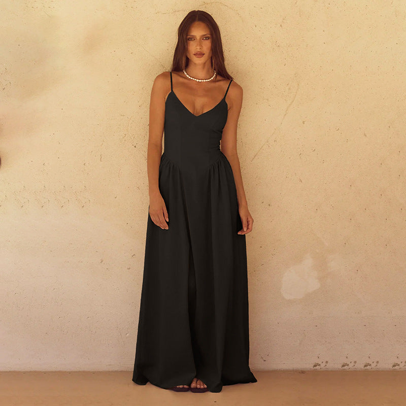 Black Pointed Waistline Dress