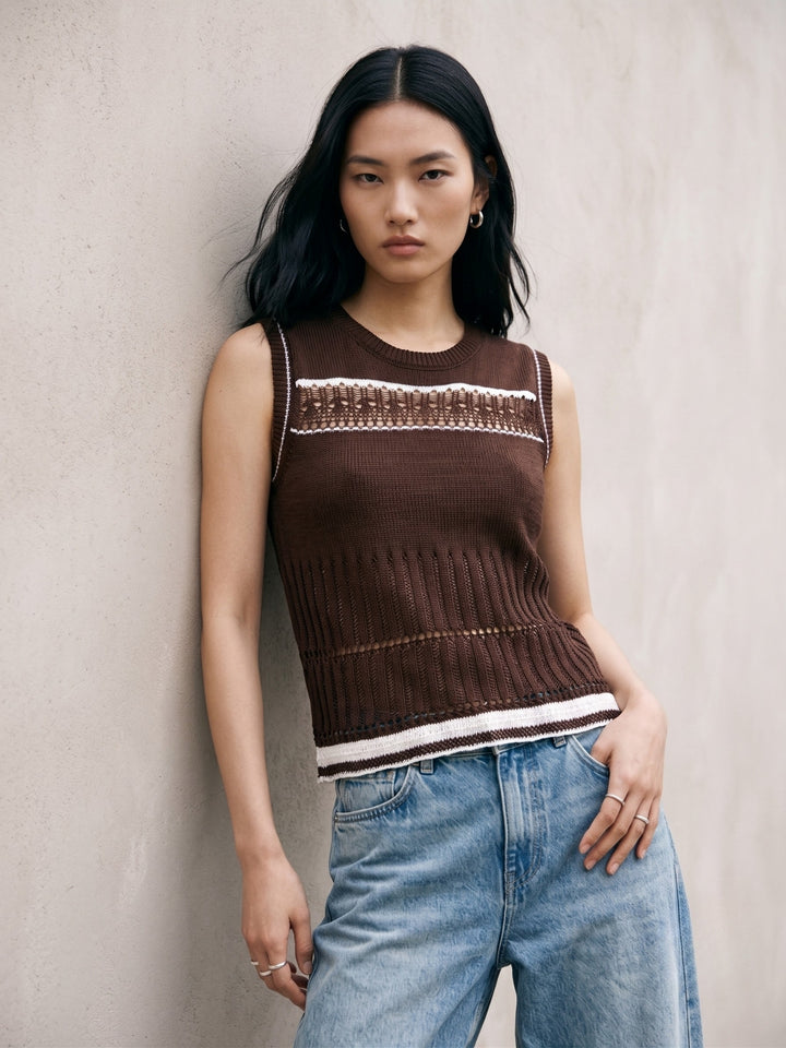 Brown Multi Striped Tank Top