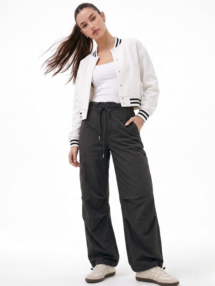 Grey High Waist Parachutes Pant