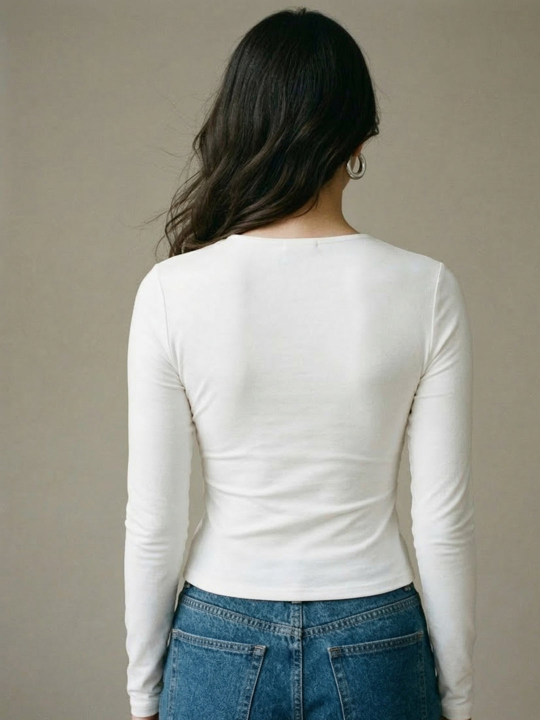 White Full Sleeve Side Tie-Up Top