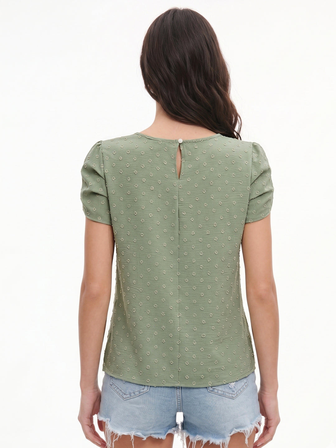 Green Petal Sleeve Top