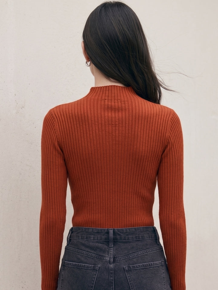 High Neck Orange Knit Top