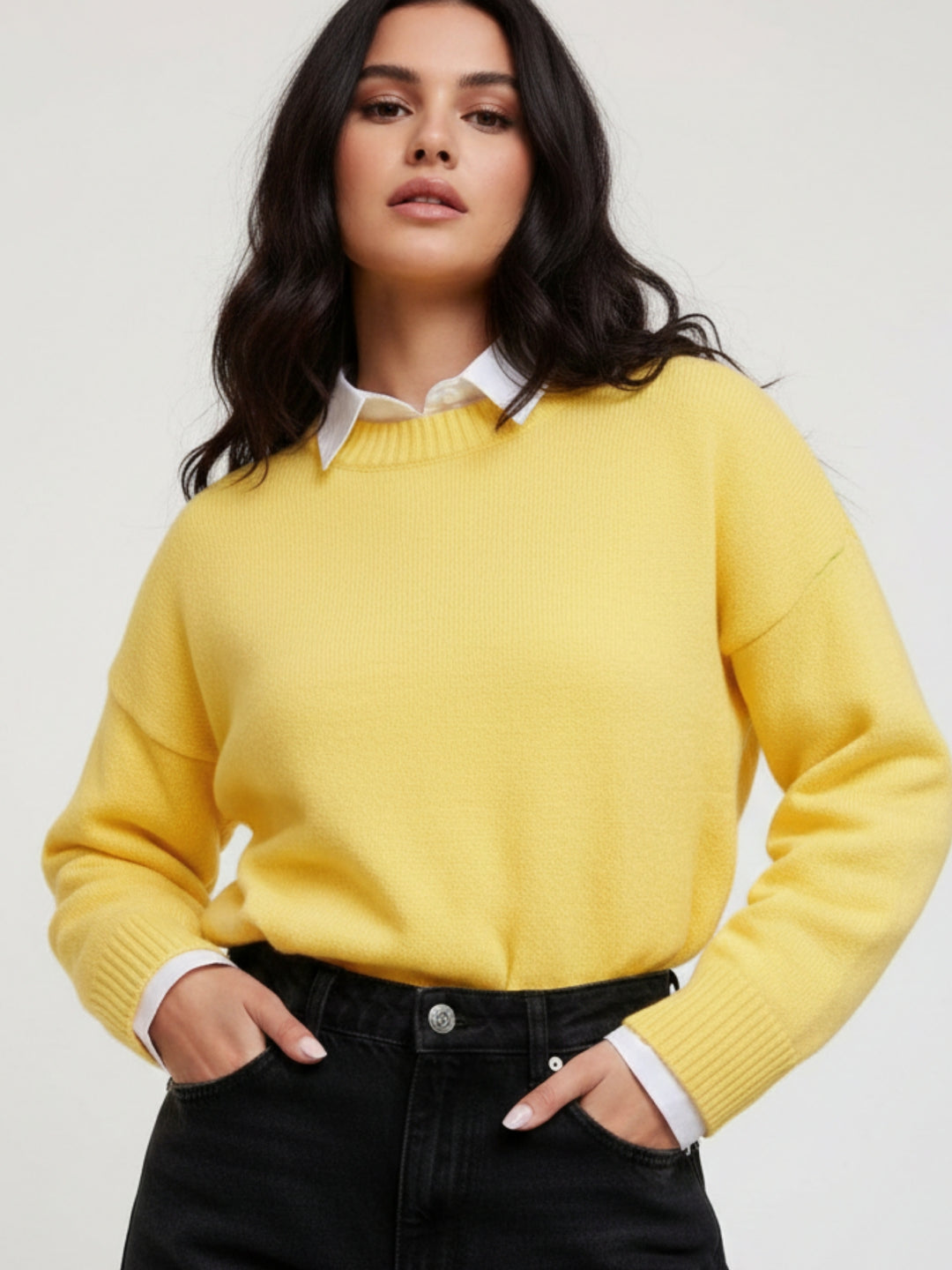 Yellow Full Sleeve Round Neck Sweatshirt